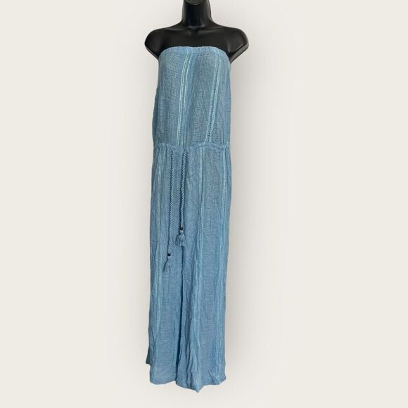 Blue strapless jumpsuit size M/L, NWOT - Picture 2 of 8